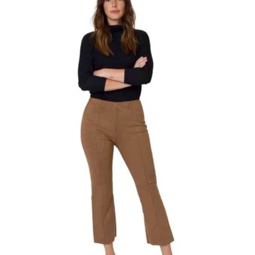 Ann Mashburn Faye Flare Cropped Pant Vegan Suede